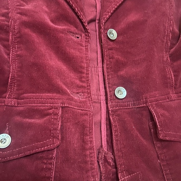 90’s Moto Burgundy Corduroy Velvet Blazer Jacket Coat - Picture 3 of 5